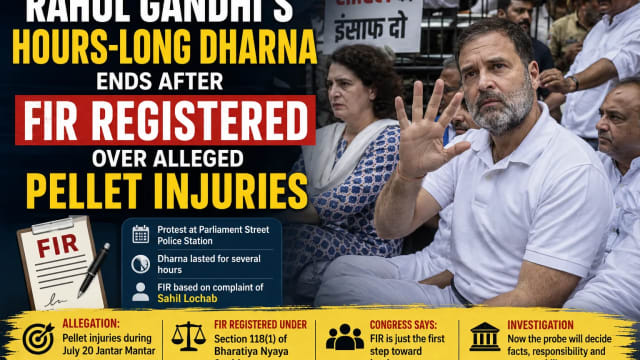 Rahul Gandhi’s Hours-Long Dharna Ends After Delhi Police Files FIR Over Alleged Pellet Injuries