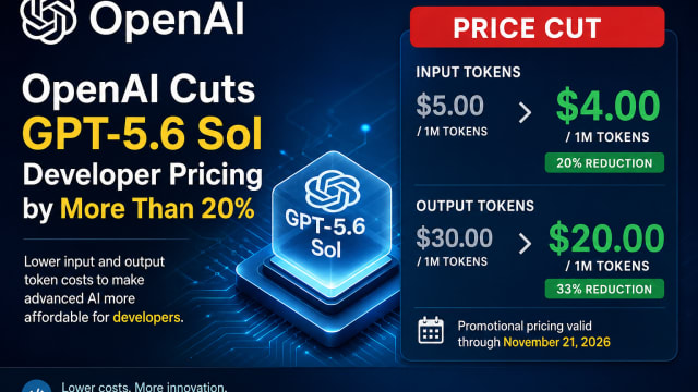 OpenAI Cuts GPT-5.6 Sol Developer Pricing by More Than 20% as AI Competition Intensifies