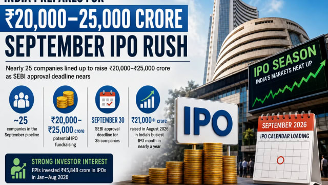 India Braces for ₹25,000 Crore IPO Rush in September as Nearly 25 Companies Line Up