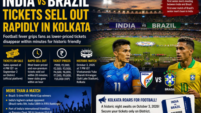 India vs Brazil Tickets Sell Out Within Minutes as Kolkata Football Fever Explodes Ahead of Historic Match