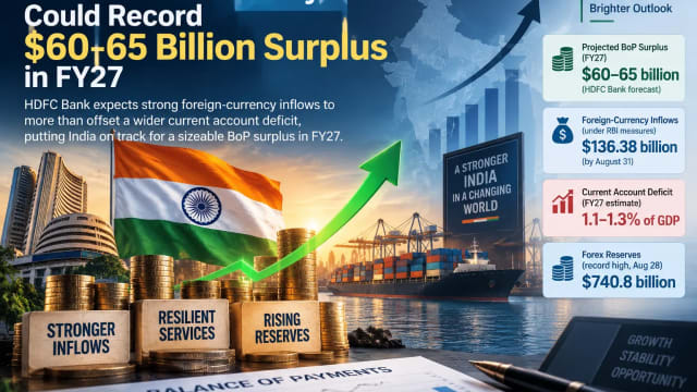 India’s BoP Could Swing to $60–65 Billion Surplus in FY27 Despite Wider Current Account Deficit