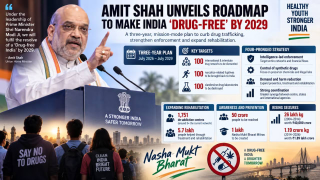 Amit Shah Sets 2029 ‘Drug-Free India’ Goal With New Three-Year Anti-Narcotics Plan