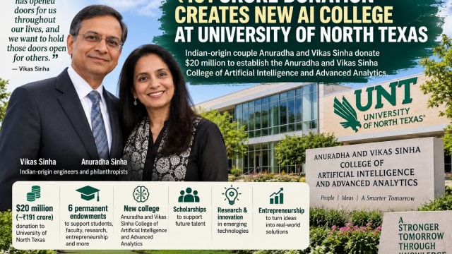 Indian-Origin Couple Gives $20 Million to Build New AI College at University of North Texas