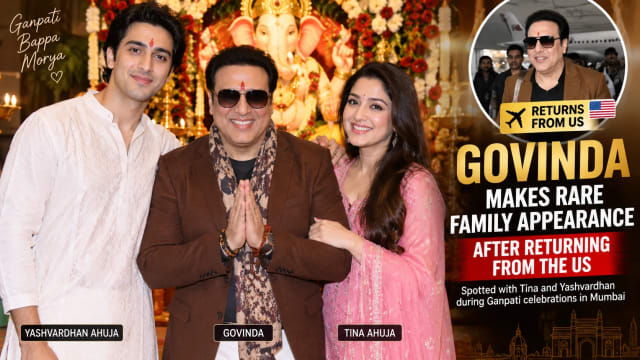 Govinda Returns From US, Makes Rare Appearance With Tina and Yashvardhan During Ganpati Celebrations