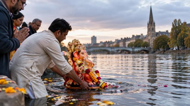 Ganesh Visarjan in UK River Goes Viral, Sparks Debate Over Permission and Pollution