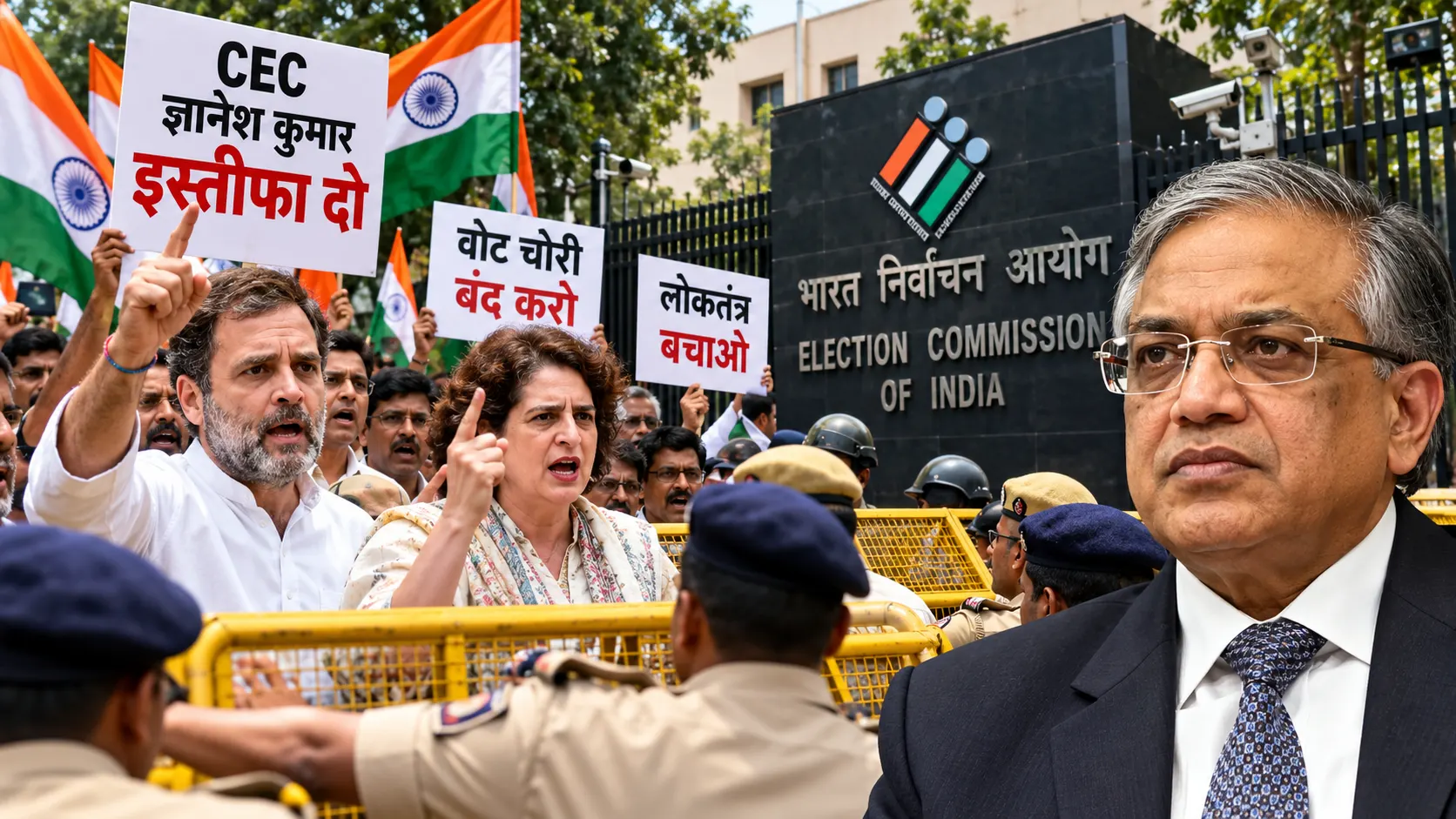CEC ज्ञानेश कुमार के खिलाफ विपक्ष का आंदोलन तेज, चुनाव आयोग तक मार्च के बाद बढ़ा सियासी टकराव
