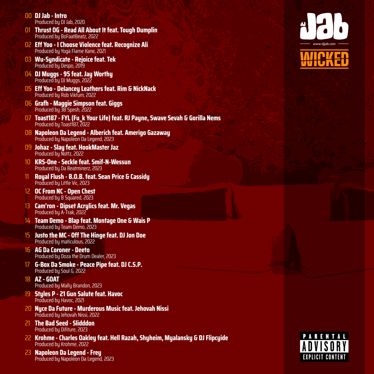 DJ Jab · Wicked – Hip Hop Mixtape – Cover back