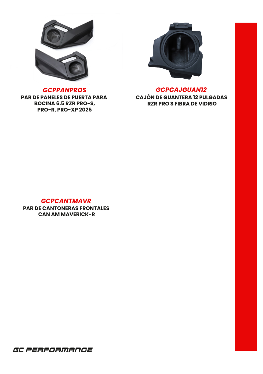 Par de Paneles de Puerta 6.5" – RZR PRO-S / PRO-R / PRO-XP 2025 – Catálogo página 8