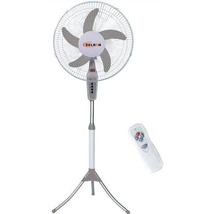 Delron DSF-44R 16" Remote Standing Fan - White/Grey