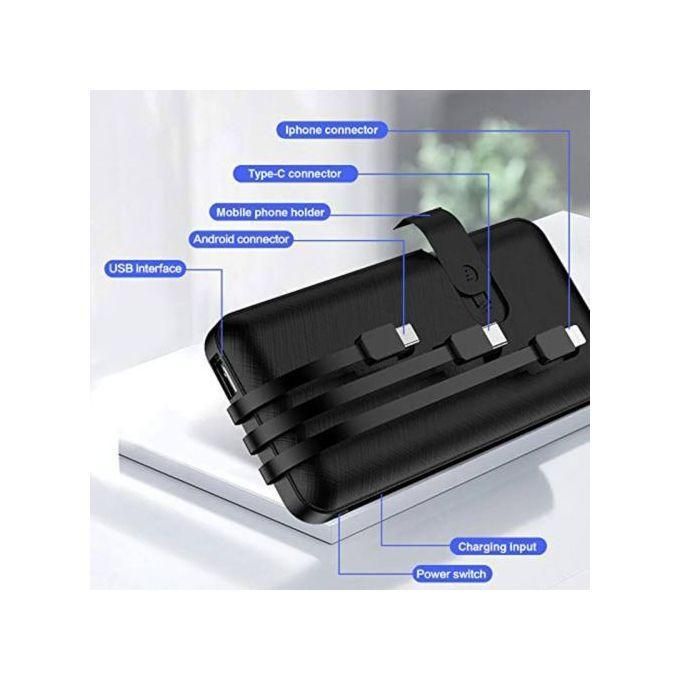 20000 mAh Sleek Multi Inbuilt Power Bank - Black