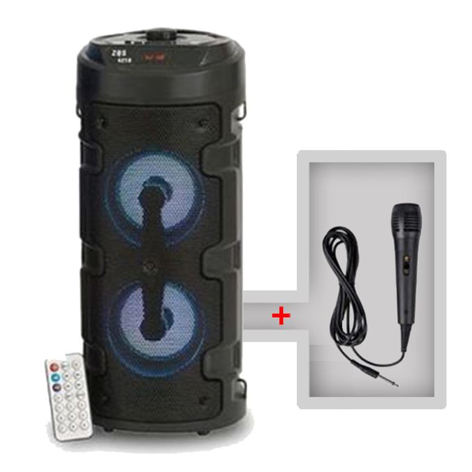 Bt Bluetooth Portable Speaker With Remote - Black + FREE Microphone