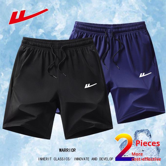 Unisex Athletic Shorts, Navy & Black.1703 Elastic waist for comfort, striped sides for style. Durable, breathable fabric, perfect for sports like jogging and daily wear. Long - lasting, easy to m