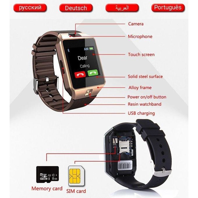 Quality Smart Watch With Sim card Slot - Black