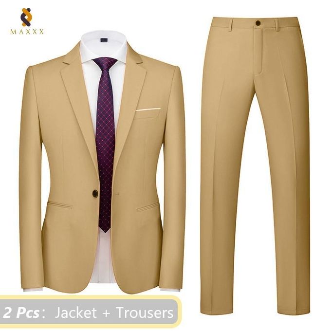 Men's Two-piece Suit Jacket + Trousers Slim Fit Business Casual