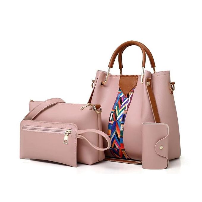 4 In 1 PU Leather Handbag Set - Pink
