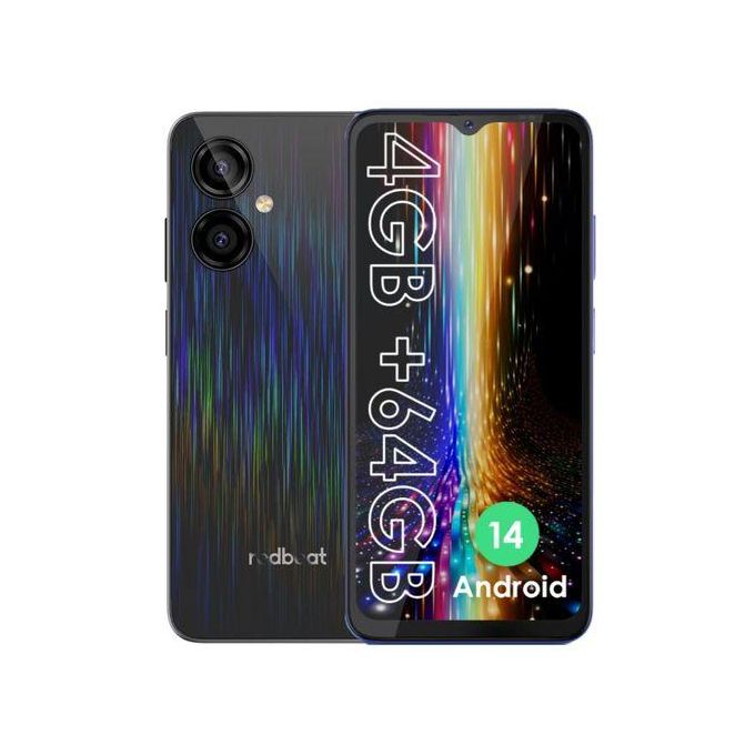 redbeat D5 Smartphone, 6.52-inch - 4GB RAM + 64GB ROM - 13MP Rear/8MP Front - 5000mAh - Black