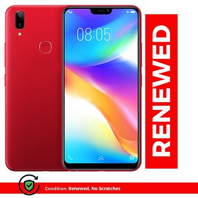 Renewed Vivo Y85 4GB+64G ROM Dual SIM 6.26 Inch Camera 13MP Face recognition+Fingerprint Smartphone-Red