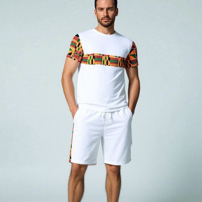 Men's 2 In 1 Hawaiian Casual Short Sleeve T-shirt Pant Vintage Patterned Shorts Set - Multi