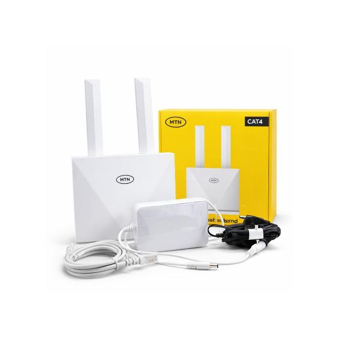 MTN 4G Wireless Router CPE ZTE K10 CAT 4 with Battery & Dual Antennas – White