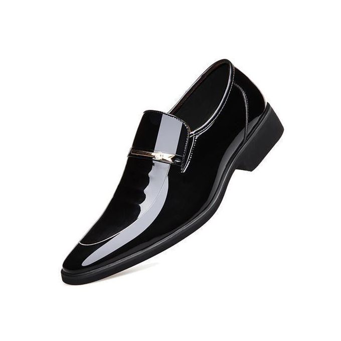 Men's Slip-Ons Leather Shoes Lace-up Formal Business Casual Loafers Men's Leather Shoes -Black