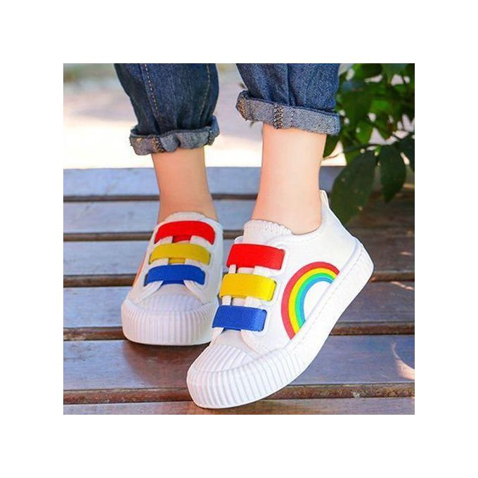 Girls Kid's Canvas Sneakers Casual Sport Board Shoes - White