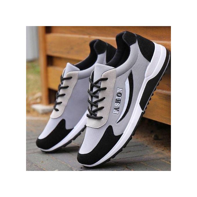 AIDAILU Men's Breathable Comfortable Sneakers Lace Up Hiking Shoes - Gray1