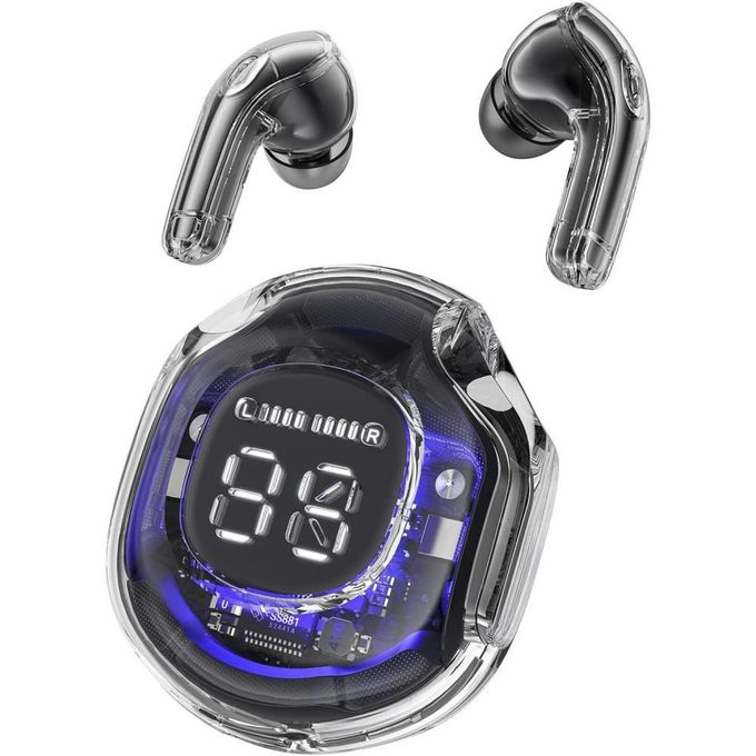 Sport Wireless Earbuds – Sleek Transparent Shell High-Fidelity Playback Waterproof Earphones with Ergonomic Fit, Touch Sensor, Stereo Bass, Digital Interface for Jogging, Climbing, Fitness Training