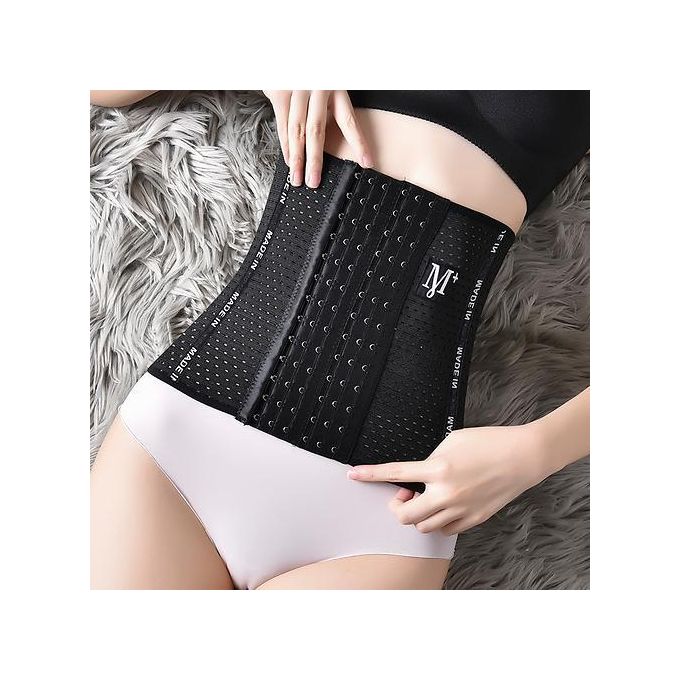 Hook & Eye Closure Waist Trainer - Black