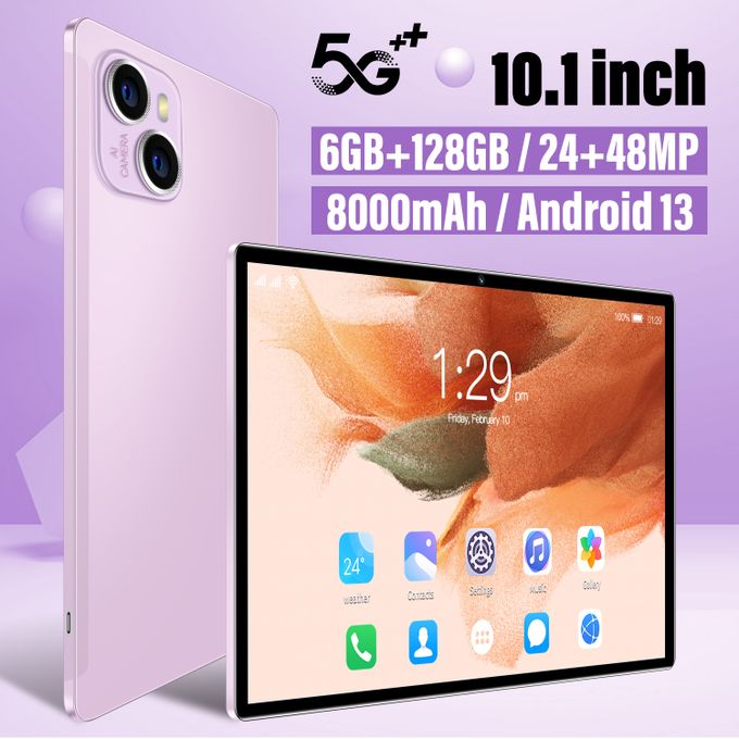 Adults Tablets, 10.1 Inch Android 13 Sim 6GB+128GB Keyboard Mouse Tablet Case(Purple)