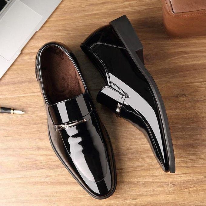 Men's Slip-Ons Leather Shoes Lace-up Formal Business Casual Loafers Men's Leather Shoes -Black