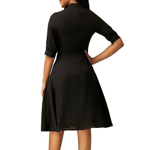Women Casual Half Sleeve Clothing Evening Party Dresses - Black