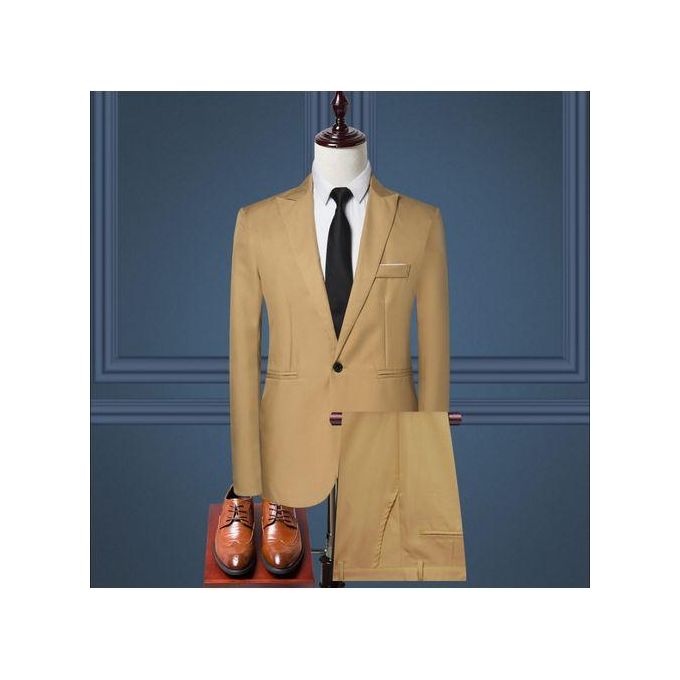Men's Two-piece Suit Jacket + Trousers Slim Fit Business Casual