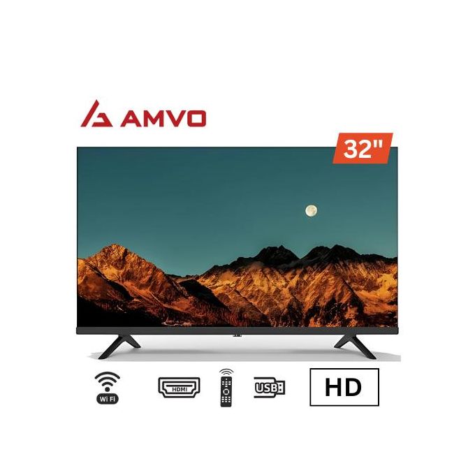 AMVO LSS3202W 32” HD Frameless Android Smart TV - WiFi, Netflix, YouTube, Miracast, HDMI, Bluetooth - Black (1YR WRTY)