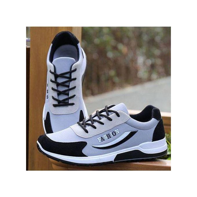 AIDAILU Men's Breathable Comfortable Sneakers Lace Up Hiking Shoes - Gray