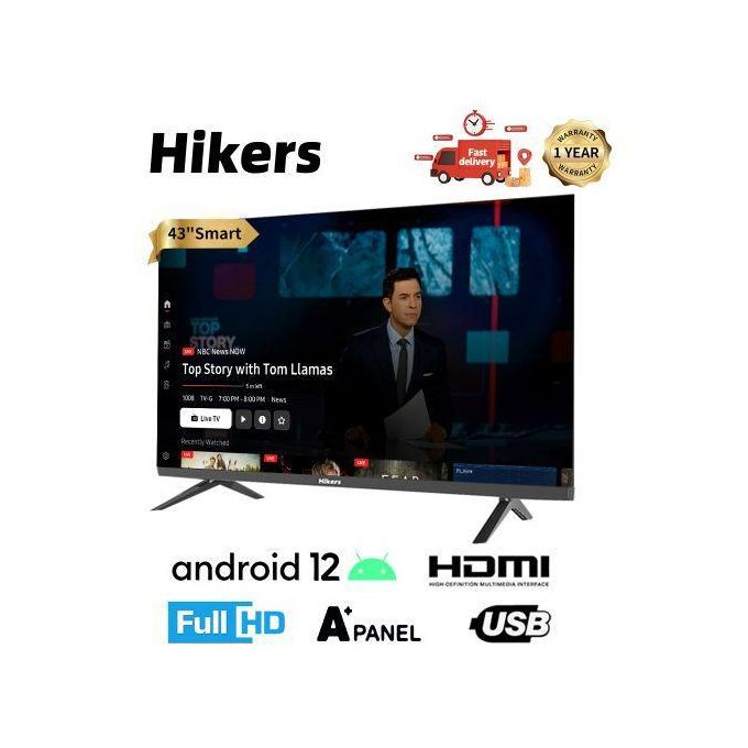 Hikers 43'' inch- Frameless Android Smart FHD LED TV - HDMI - Black