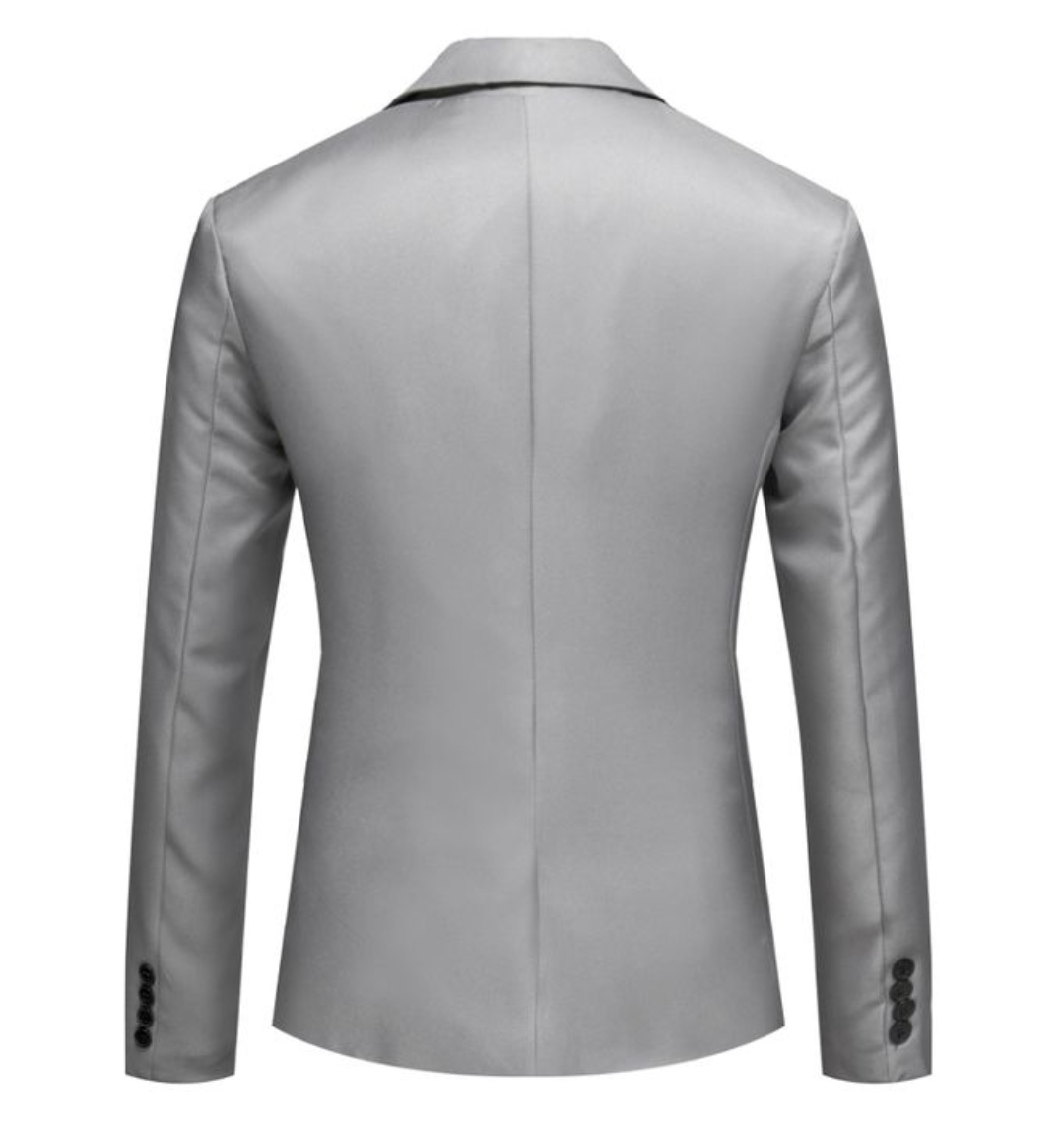 Fashion Men's Slim Fit Formal Business Suit Jacket -Gray
