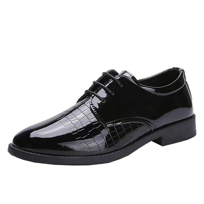 AIDAILU Men's Formal Leather Shoes Business Elegant British Style Shoes - Black
