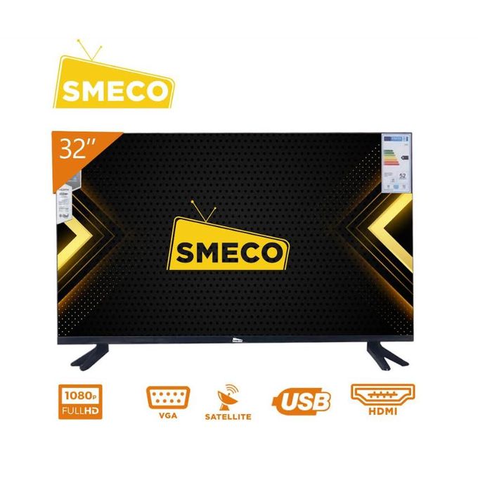 SMECO 32" - Frameless Digital Satellite TV - USB - HDMI - Black+12 Months Warranty