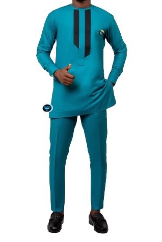 Mablex Fashion Kaftan Top And Pant Africa Print -Green