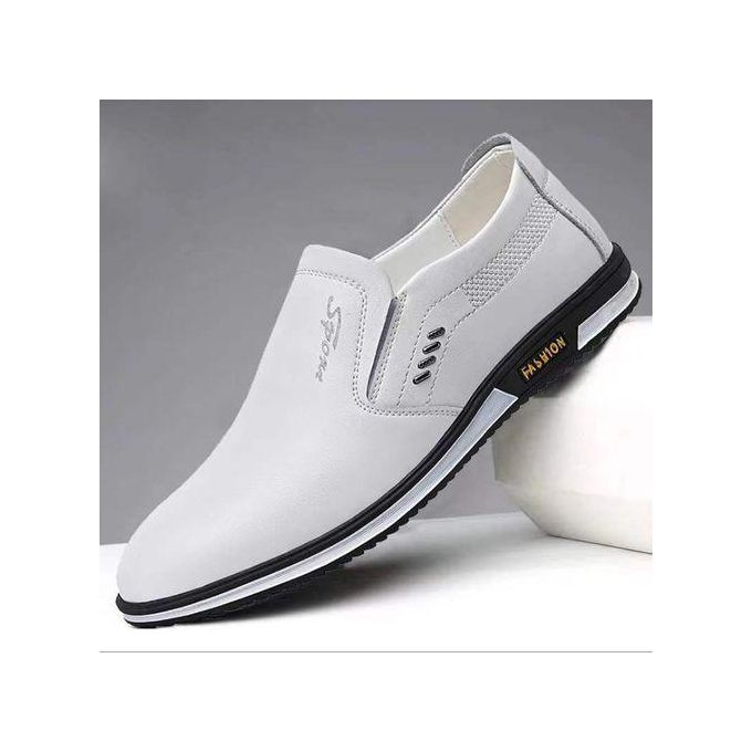 Formal Business Office Casual Loafers PU Shoes White