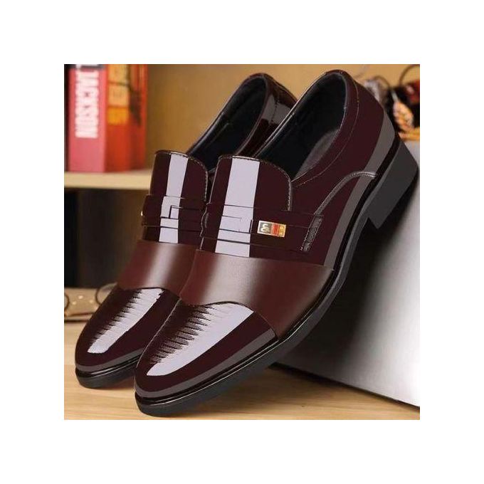 ZG Fashion Men's Leather Shoes Business Shoes British Korean Version Brown