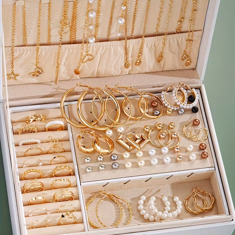 86pcs Fashionable Elegant Necklace, Earrings, Rings, and Studs Jewelry Set for Women & s - Versatile Casual Attire or Holiday Gift, No Box Included