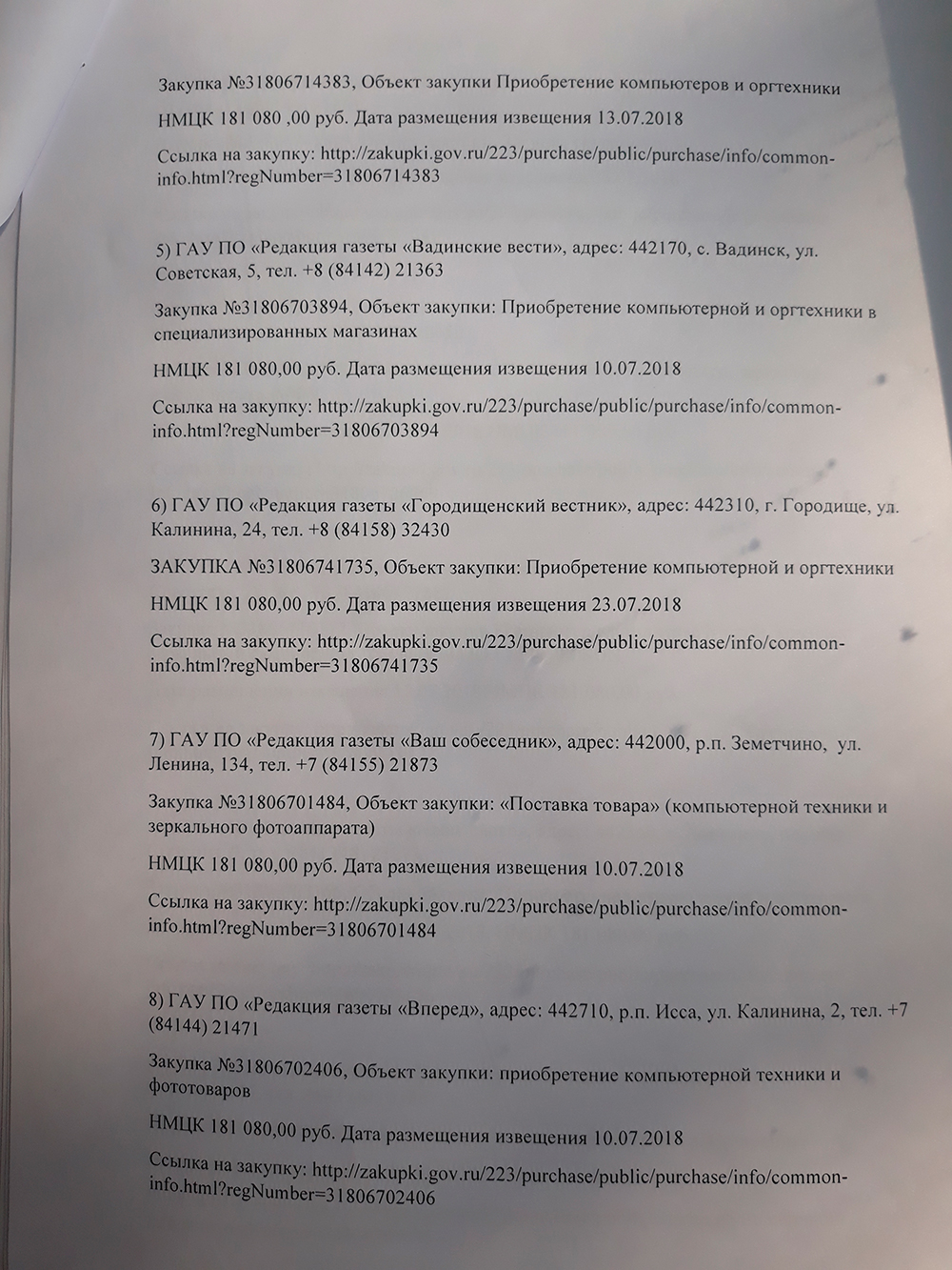 Заявление руководителю УФАС по Пензенской области заявление