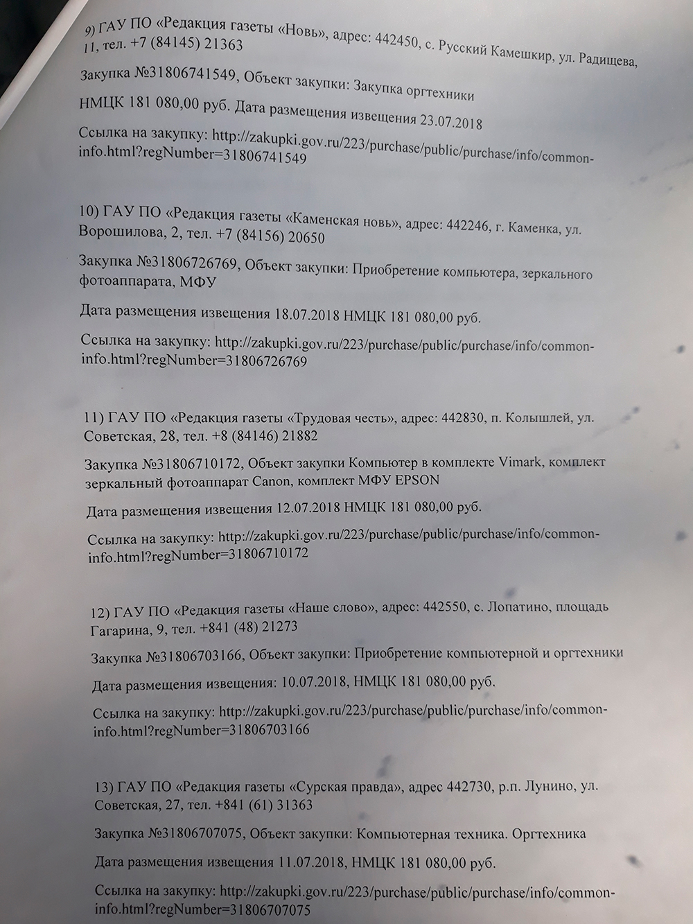 Заявление руководителю УФАС по Пензенской области заявление