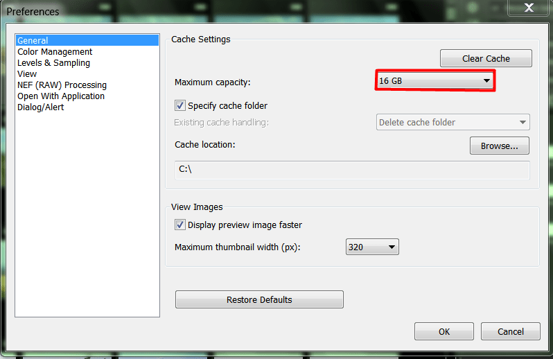 Устанавливаем максимальный раз мер кэша что бы обеспечить наивысшее быстродействие и прорисовку экрана-16 Гб