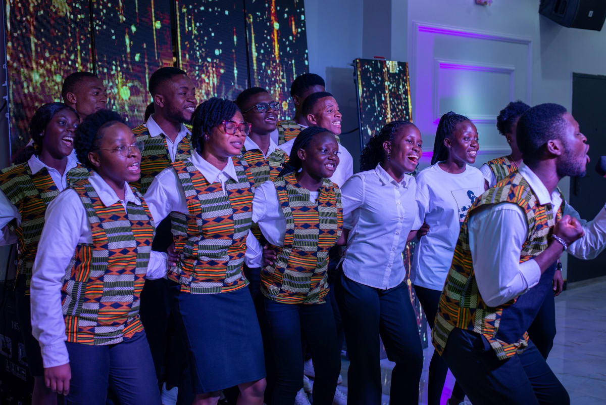 The choir performing at an event