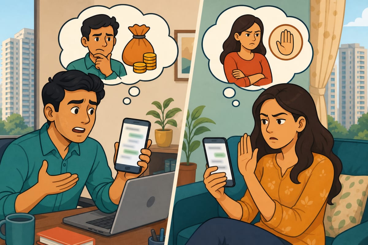 Why do buyers get defensive when asked about budget on WhatsApp?