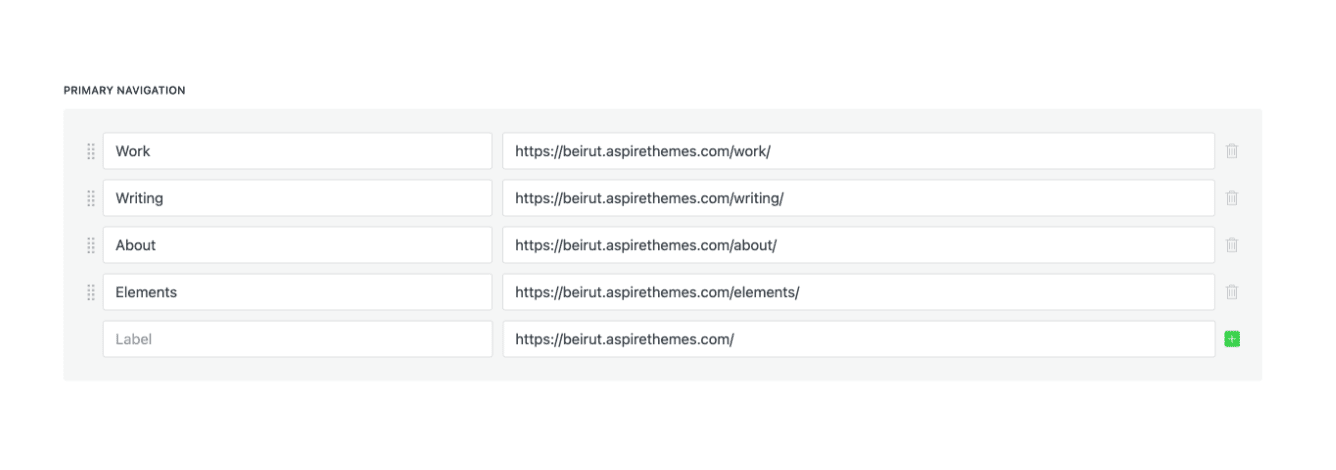 Ghost CMS navigation menu
