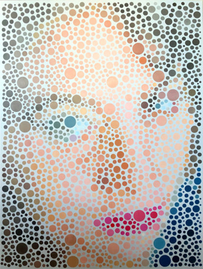 Vivi with Bubbles Op Art by Justin Blayney
