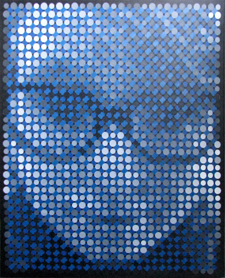 samantha, op art painting by Justin Blayney